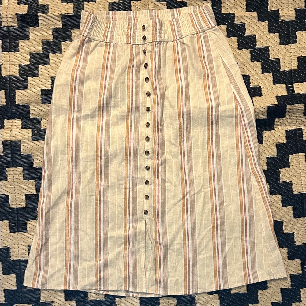 EUC Women’s Sz S Striped Midi Skirt with Pockets